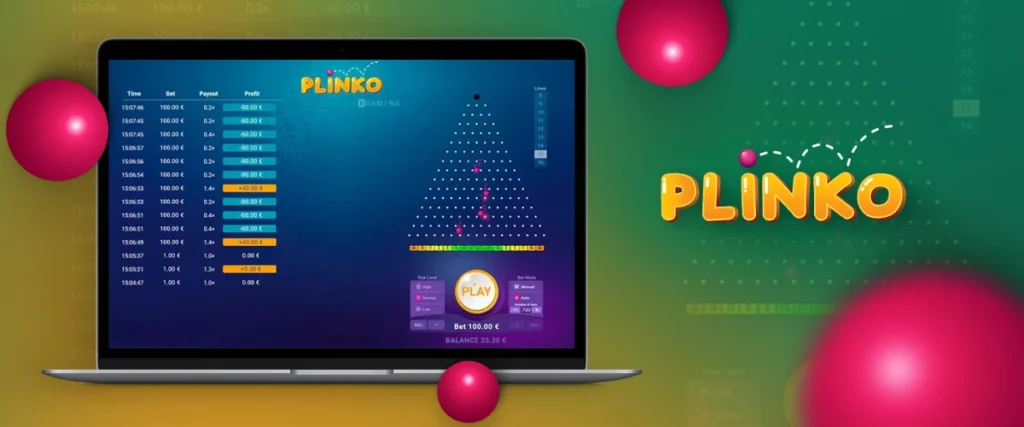 El juego de Plinko en un portátil